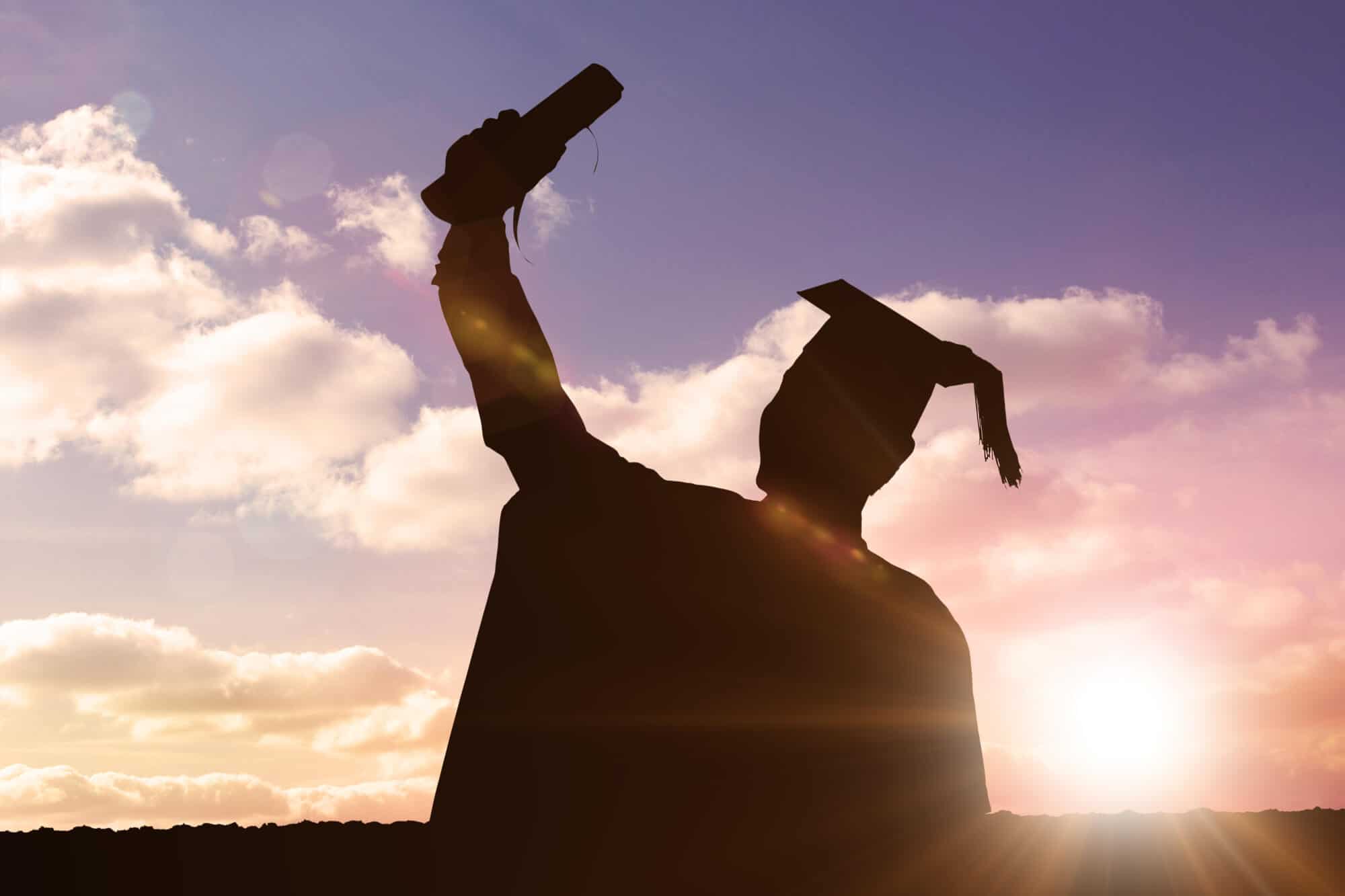 silhouette of college graduate