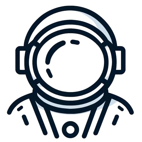 line art image of an astronaut with a space helmet