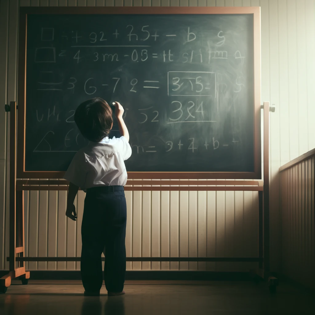 A young boy writing on a board, symbolizing the early educational steps to become an actuary.