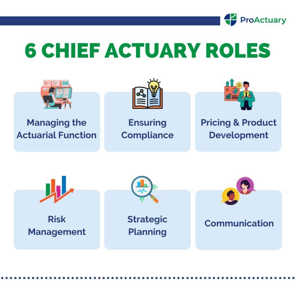 Diagram highlighting the diverse roles and responsibilities of a chief actuary in organizational management