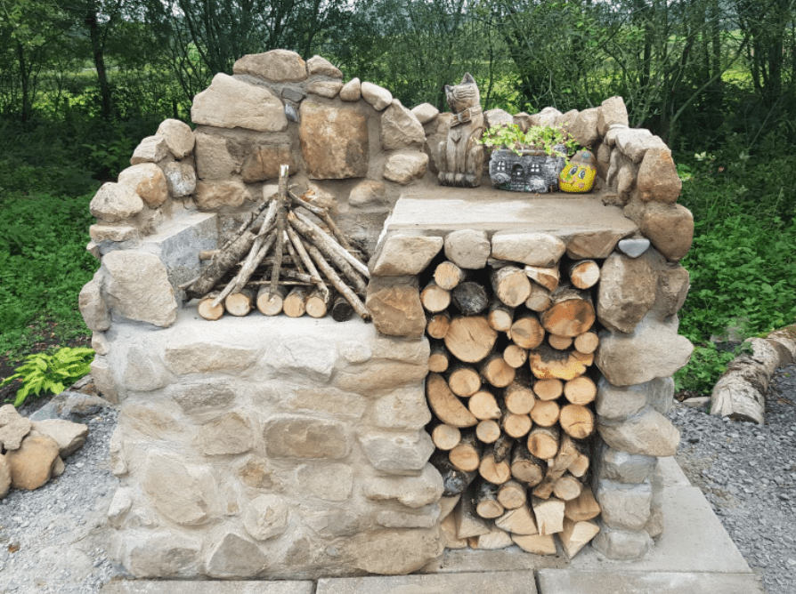 BBQ wood and stone