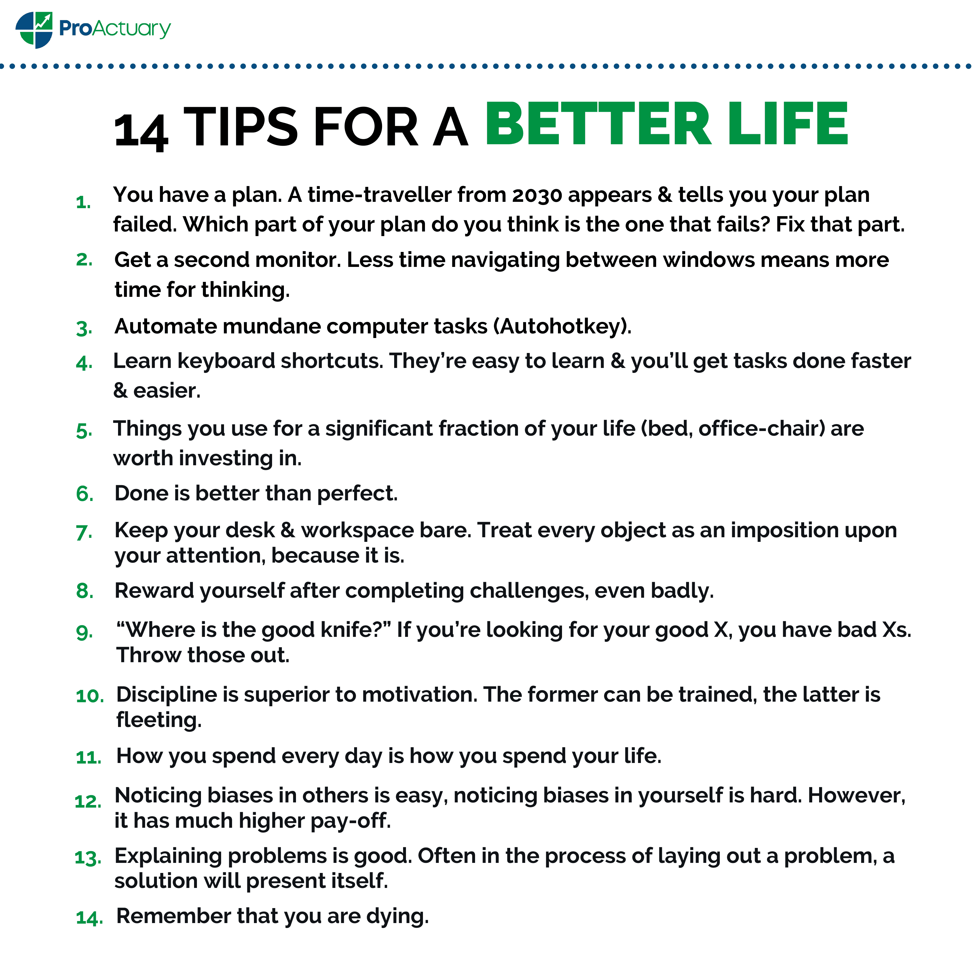 tips for a better life from Ideopunk on LessWrong